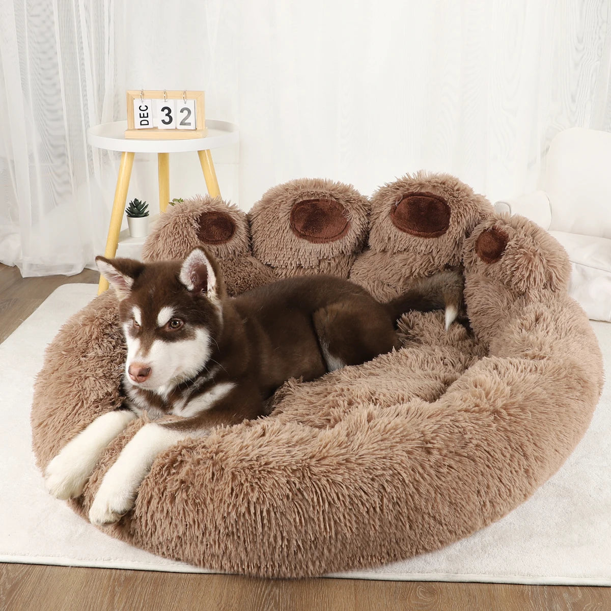 Large Fluffy Dog Bed - Premium Pet Sofa Basket and Kennel Mat for Dogs and Cats, Includes Blanket Accessories